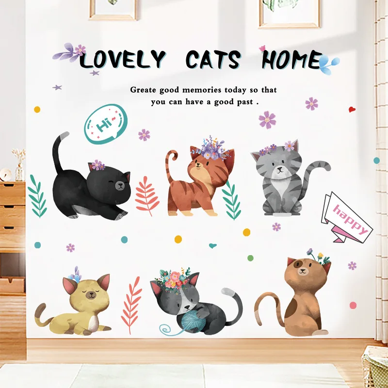 Cartoon Hand Painted Colorful Cats wall stickers Fashion Room Decoration Lovley Animals Home Decor for Kids Room PVC Wall Art
Cartoon Hand Painted Colorful Cats wall stickers Fashion Room Decoration Lovley Animals Home Decor for Kids Room PVC Wall Art