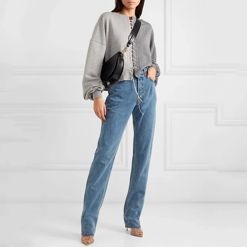 Grey Bat Long Sleeve Round Neck Cross Strap Tie Color Plus Woman Sweatshirt Casual Simple Fashion 2020 Winter New K758
Grey Bat Long Sleeve Round Neck Cross Strap Tie Color Plus Woman Sweatshirt Casual Simple Fashion 2020 Winter New K758