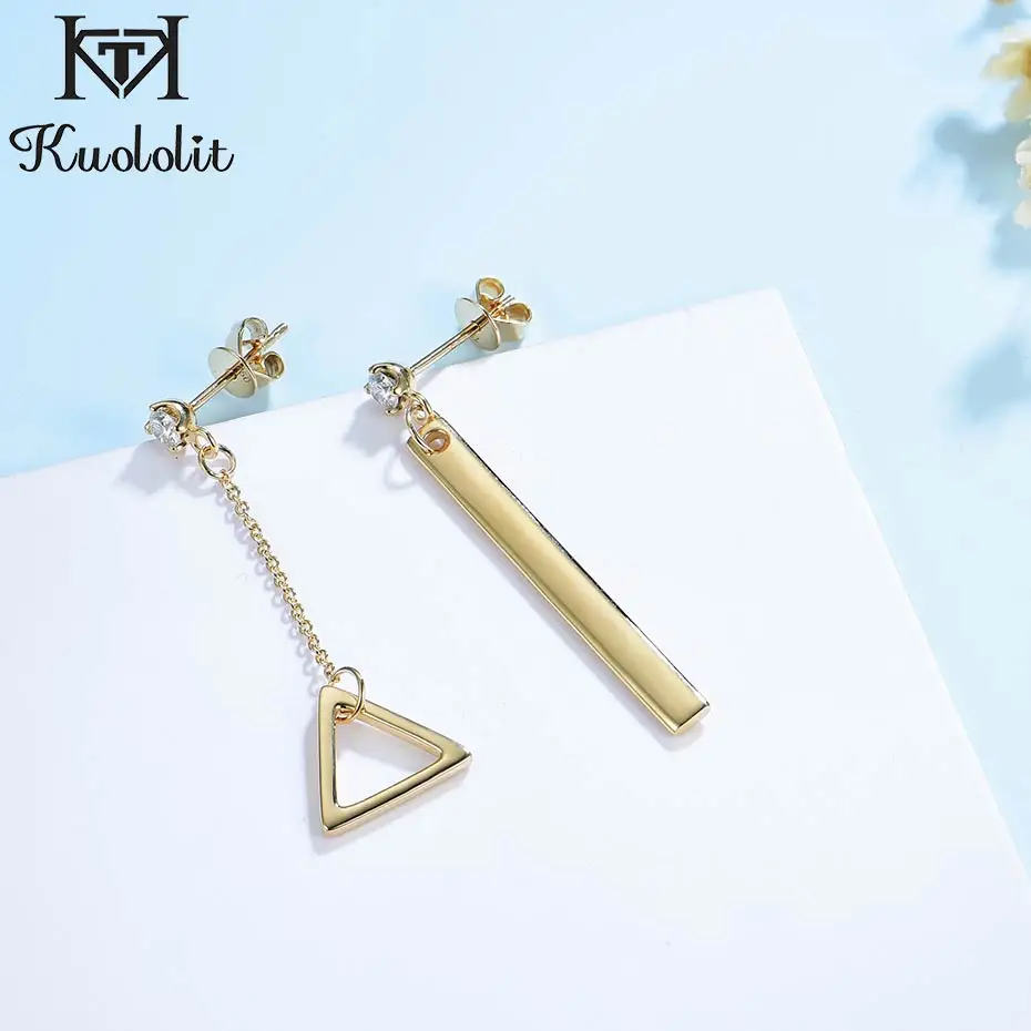 Женские серьги-цепочки kuolit Lab Grown с бриллиантами 18K 14K 10K желтое золото ювелирное