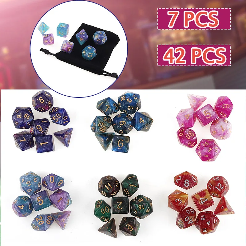 42Pcs Dice Set for Polyhedral DnD Mixed Color Dice RPG Role Playing Game Board Game Dice Set + Storage Bag
42Pcs Dice Set for Polyhedral DnD Mixed Color Dice RPG Role Playing Game Board Game Dice Set + Storage Bag