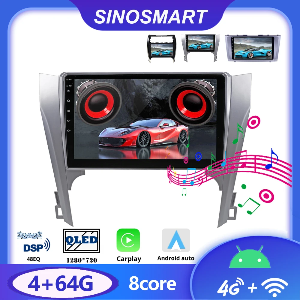 

Sinosmart Car GPS Navigation Radio for Toyota America Version Camry 6 XV 40 50 2006-2014 2.5D IPS/QLED Screen 8 Core,DSP 48EQ
