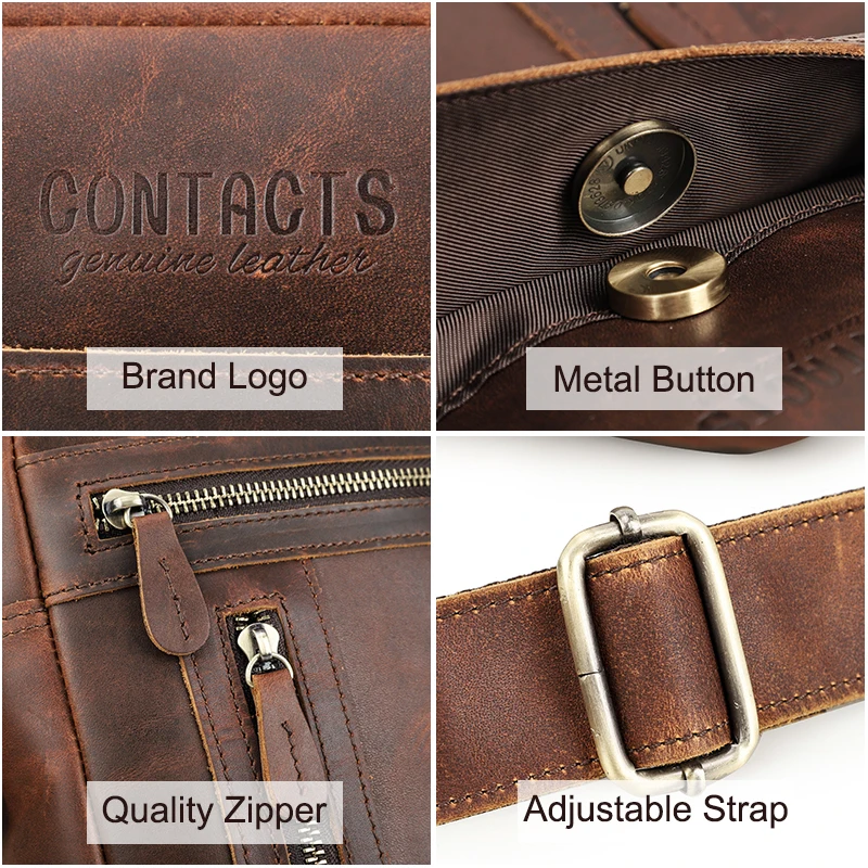 CONTACT'S Men's Handbag Crazy Horse Leather Men Shoulder Bag Retro Messenger Bag for 7.9" iPad Brand Designer Male Crossbody Bag
CONTACT'S Men's Handbag Crazy Horse Leather Men Shoulder Bag Retro Messenger Bag for 7.9" iPad Brand Designer Male Crossbody Bag