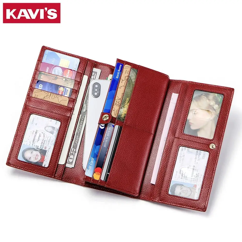 KAVIS 2020 Модный женский кошелек из натуральной кожи Rfid длинный клатч Женский