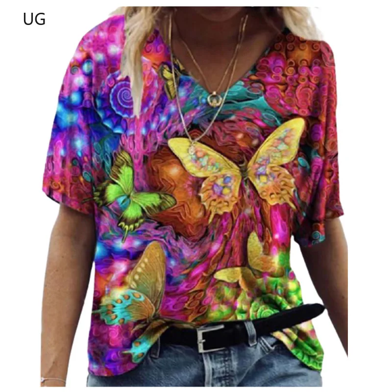 UG Casual Streetwear Fashion V-Neck Loose Ladies T Shirt Summer Half Sleeve Women Butterfly 3D Print Tops Plus Size
UG Casual Streetwear Fashion V-Neck Loose Ladies T Shirt Summer Half Sleeve Women Butterfly 3D Print Tops Plus Size