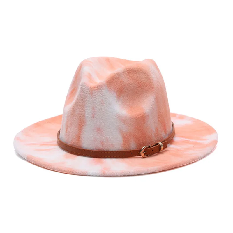 Spring Tie-dye Wide Brim Fedora Hats Women Belt Ladies Vintage Fascinator Multicolor Panama Felt Jazz Hat New Fashion 2021
Spring Tie-dye Wide Brim Fedora Hats Women Belt Ladies Vintage Fascinator Multicolor Panama Felt Jazz Hat New Fashion 2021