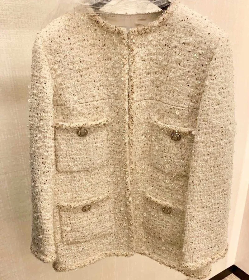 high quality 2020 autumn winter women designer tweed coats lurex buttons pockets wool tweed coat jackets y734
high quality 2020 autumn winter women designer tweed coats lurex buttons pockets wool tweed coat jackets y734