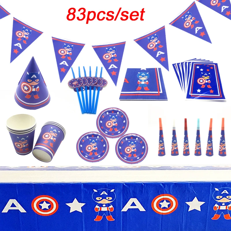 83Pcs Disney Captain America Cup Plate Napkin Kid Birthday Party Decoration Party Event Supplies Favor Items For Kids 10 People
83Pcs Disney Captain America Cup Plate Napkin Kid Birthday Party Decoration Party Event Supplies Favor Items For Kids 10 People