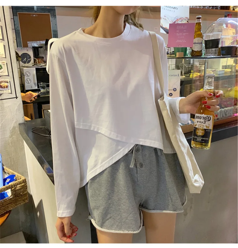 Long-sleeved T-shirt Female New Korean Version of Ins Tide Pure Color Irregular Design Sense Versatile Slim Bottoming Shirt Tops
Long-sleeved T-shirt Female New Korean Version of Ins Tide Pure Color Irregular Design Sense Versatile Slim Bottoming Shirt Tops