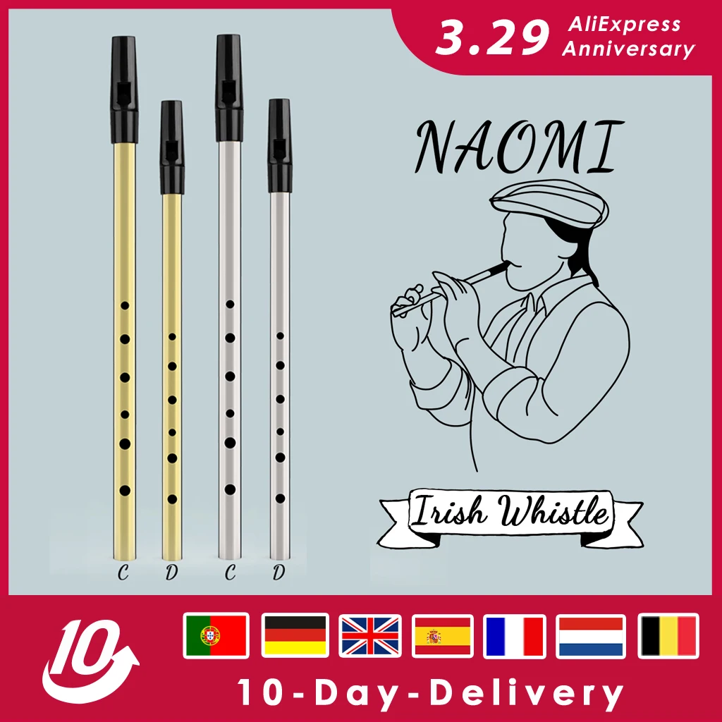 NAOMI Brass Irish Whistle Flute C/D key Ireland Flute Tin Penny Whistle 6 Hole Musical Instrument
NAOMI Brass Irish Whistle Flute C/D key Ireland Flute Tin Penny Whistle 6 Hole Musical Instrument