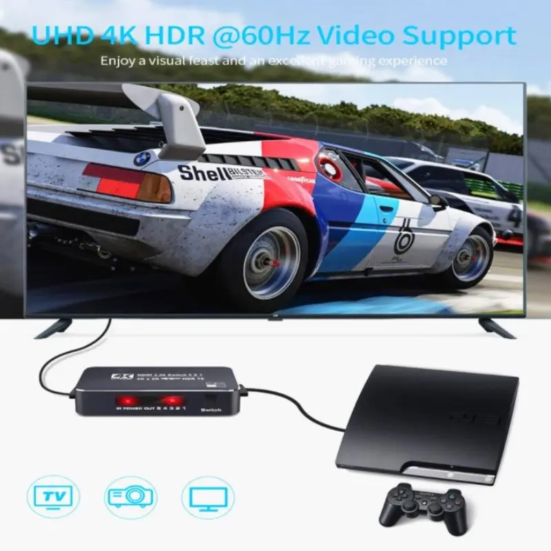 5 in 1 out Switch Audio Extractor With ARC Optical HDMI 2.0 Switch HDMI Switcher
5 in 1 out Switch Audio Extractor With ARC Optical HDMI 2.0 Switch HDMI Switcher