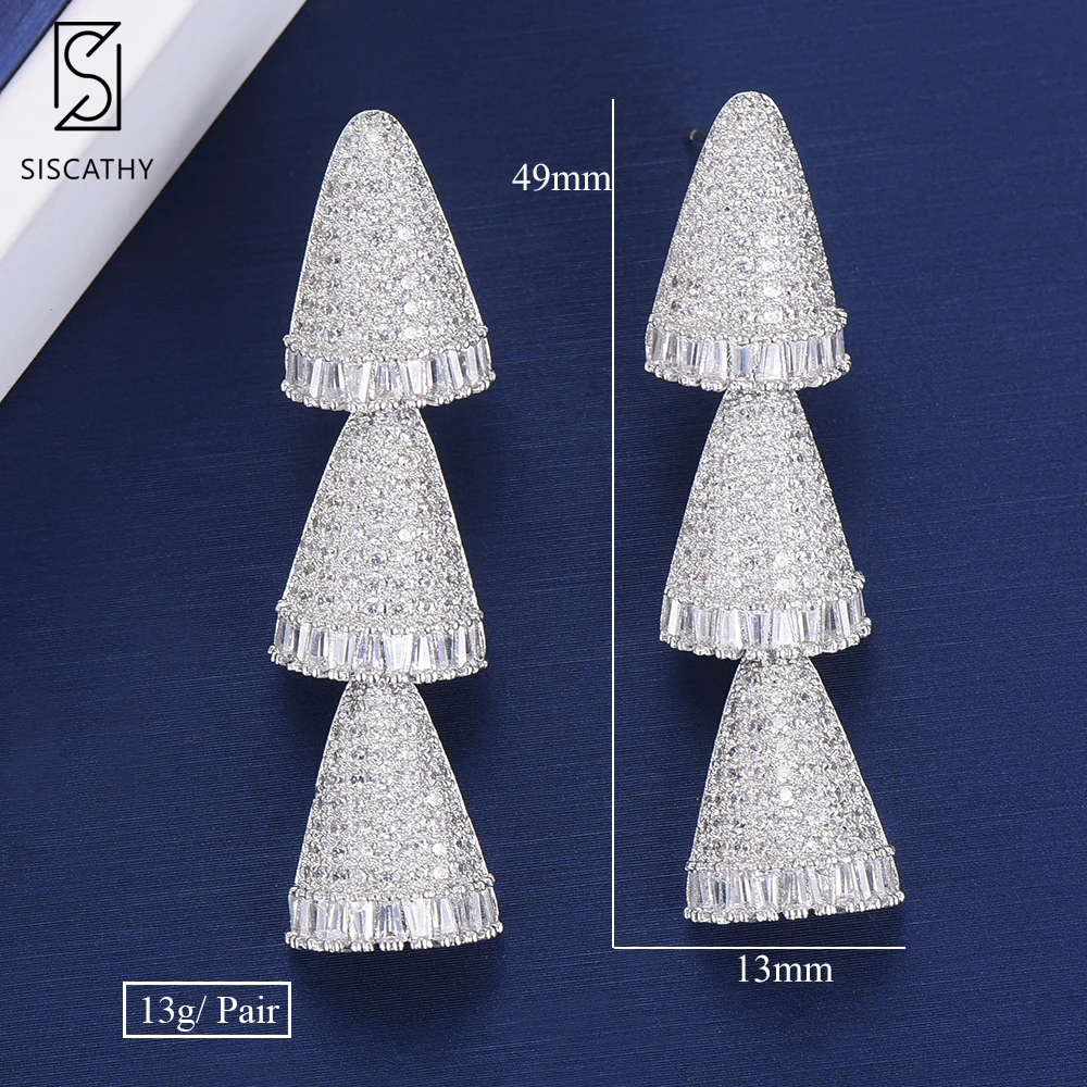 SISCATHY 2020 Trendy African Dubai Wedding Earrings Geometric Cubic Zironia Pendant Drop Dangle Earrings pendientes mujer moda 
SISCATHY 2020 Trendy African Dubai Wedding Earrings Geometric Cubic Zironia Pendant Drop Dangle Earrings pendientes mujer moda