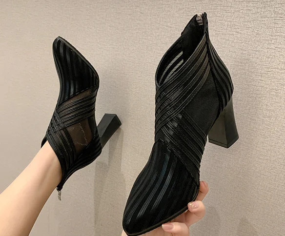 Summer Fashion solid mesh high heels pointed toe cross lines decoration ankle lady boots grace women ventilate boots red/black
Summer Fashion solid mesh high heels pointed toe cross lines decoration ankle lady boots grace women ventilate boots red/black