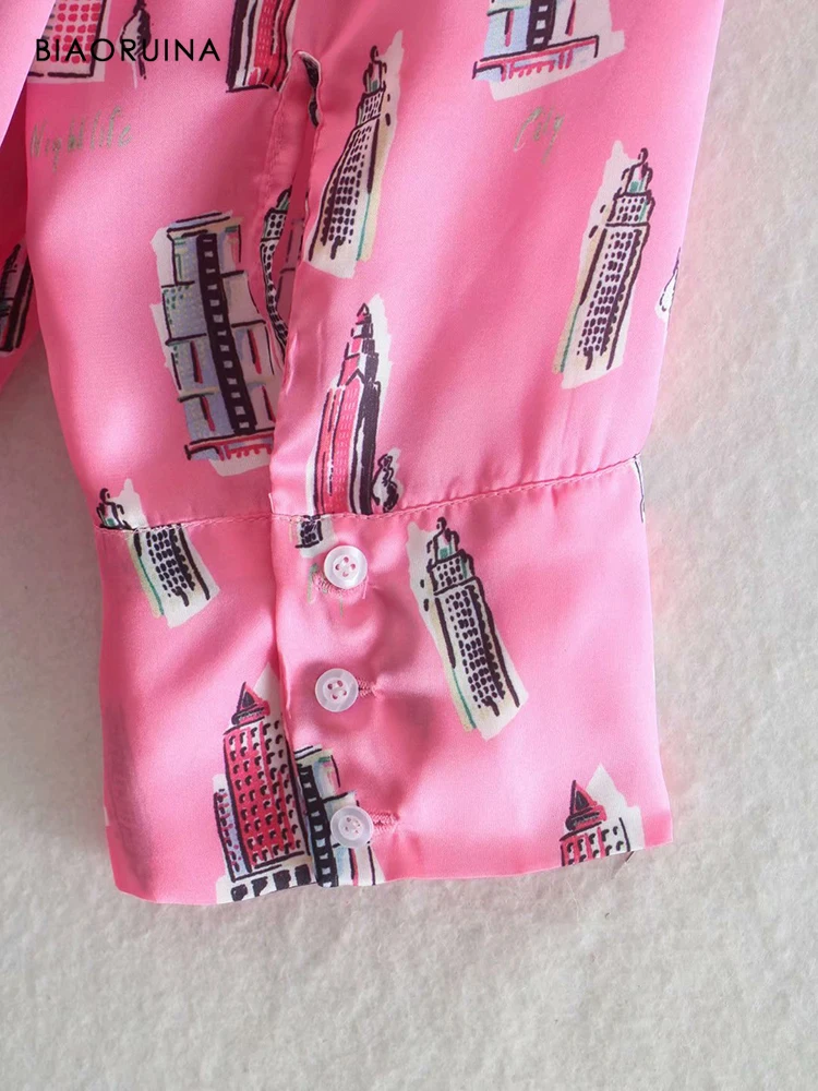 BIAORUINA Women's Building Print Loose Casual Dark Pink Shirt Stand Collar Female Long Sleeve Fashion Blouse Street Style Top 
BIAORUINA Women's Building Print Loose Casual Dark Pink Shirt Stand Collar Female Long Sleeve Fashion Blouse Street Style Top