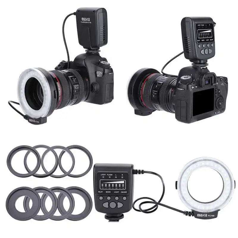 Универсальная светодиодная Кольцевая вспышка MEIKE для Canon 60D/50D/40D/30D/20D/10D/550D Nikon