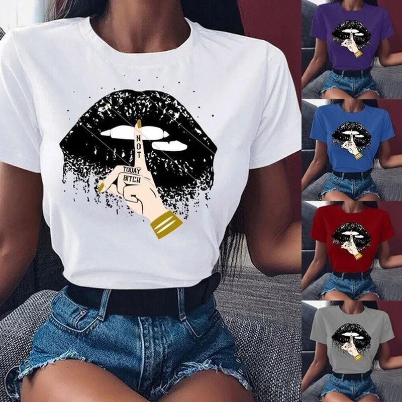 Black Lip Print T Shirt Women Short Sleeve O Neck Loose Tshirt Summer Women Tee Shirt Tops Camisetas Mujer
Black Lip Print T Shirt Women Short Sleeve O Neck Loose Tshirt Summer Women Tee Shirt Tops Camisetas Mujer