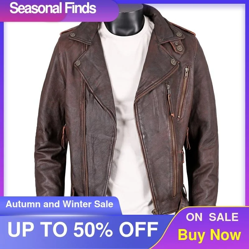 Retro 2021 Brown Motorcycle Style Genuine Leather Jacket Men Plus Size 5XL Real Natural Cowhide Slim Fit Short Biker Coat
Retro 2021 Brown Motorcycle Style Genuine Leather Jacket Men Plus Size 5XL Real Natural Cowhide Slim Fit Short Biker Coat