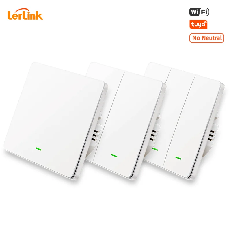 WIFI No Neutral Smart Wall Switch with RF433 Transmitter 1/2/3 Gang UK/EU Standard Single Line Fire Wire Light Switch Tuya
WIFI No Neutral Smart Wall Switch with RF433 Transmitter 1/2/3 Gang UK/EU Standard Single Line Fire Wire Light Switch Tuya