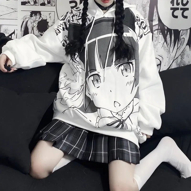 Japanese Anime Hoodie Autumn Clothes Women Sweatshirt Fashion Print Long Sleeve Tops Loose Warm Velvet Plus Size Women Pullover
Japanese Anime Hoodie Autumn Clothes Women Sweatshirt Fashion Print Long Sleeve Tops Loose Warm Velvet Plus Size Women Pullover