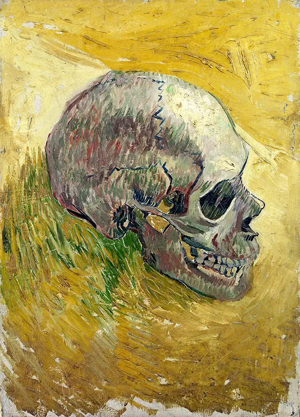 Фото Картина с изображением черепа Ван Гога шелковые художественные принты настенное