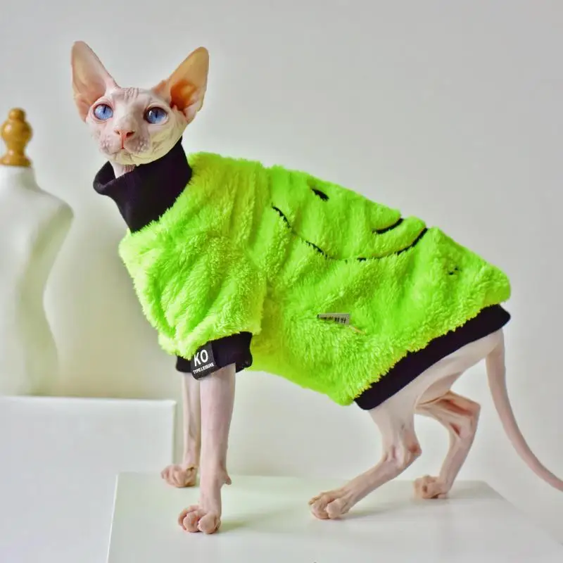 Cat Clothes Thickened Winter Warm Sphynx Cat Outfit High Neck Fannel Sweater Hairless Cat Outwear Dog Pet Clothing Misur
Cat Clothes Thickened Winter Warm Sphynx Cat Outfit High Neck Fannel Sweater Hairless Cat Outwear Dog Pet Clothing Misur