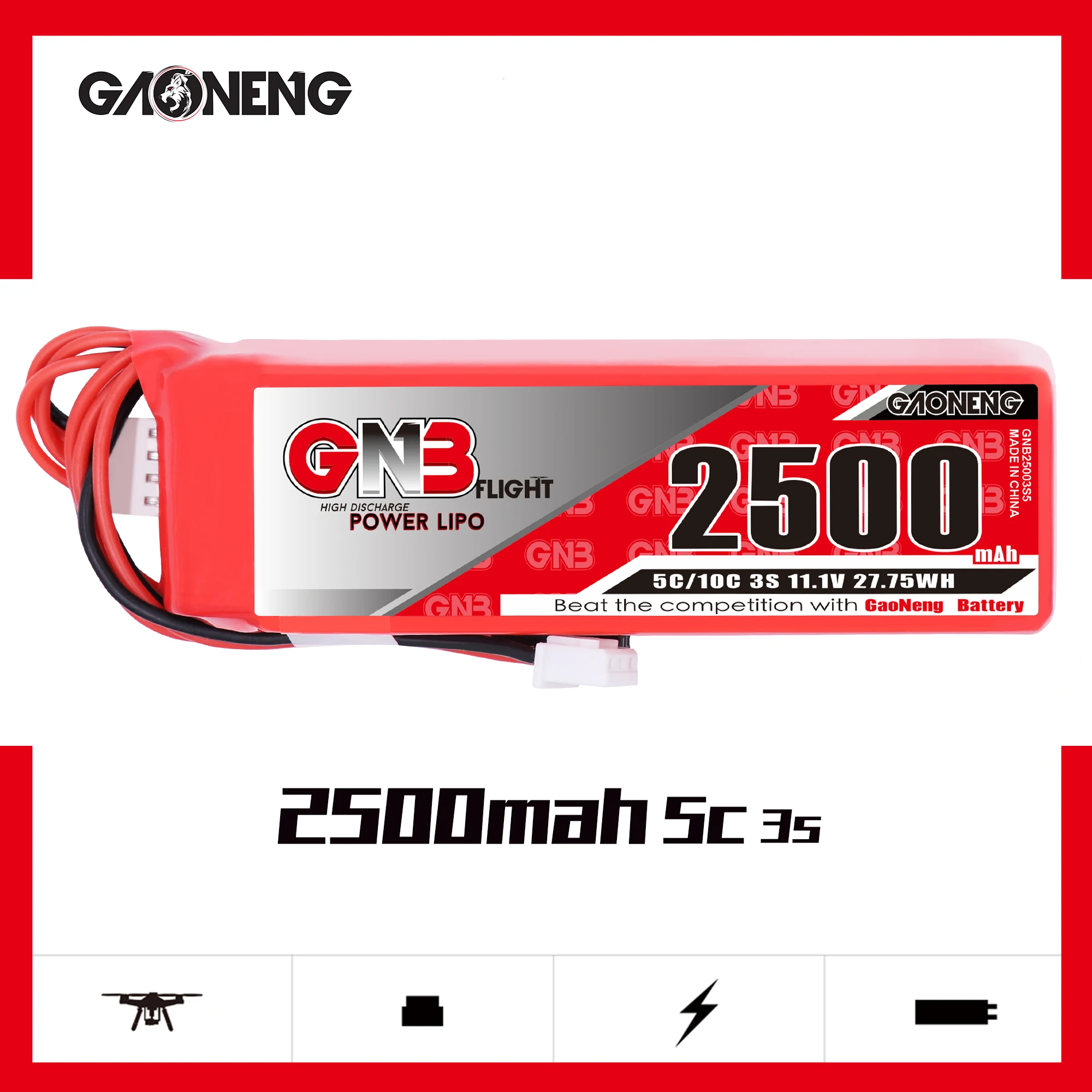 Литий полимерный аккумулятор Gaoneng GNB 2S 2500 мАч 5C 37 4 в специальный дизайн для