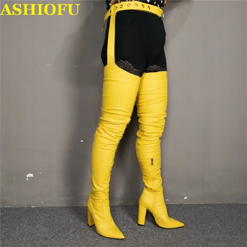 ASHIOFU New Real Photos Women Waist Boots Sexy Night-club Over Knee Boots Party Prom Evening Fashion Pants Boots Fashion Shoes 
ASHIOFU New Real Photos Women Waist Boots Sexy Night-club Over Knee Boots Party Prom Evening Fashion Pants Boots Fashion Shoes