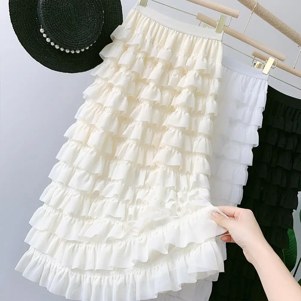 Korean Black White Chiffon Skirt VD2024 High Waist Summer Long Cake Style Layered Ruffles Skirt
Korean Black White Chiffon Skirt VD2024 High Waist Summer Long Cake Style Layered Ruffles Skirt