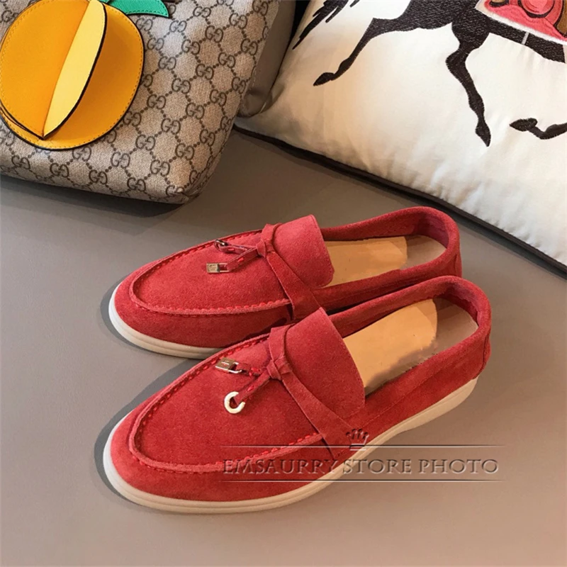 Sewing Suede Round Toe Slip-on Loafers For Girls Women Flat Heel Metal Locked Decor Spring Outwear Shoes Woman 
Sewing Suede Round Toe Slip-on Loafers For Girls Women Flat Heel Metal Locked Decor Spring Outwear Shoes Woman