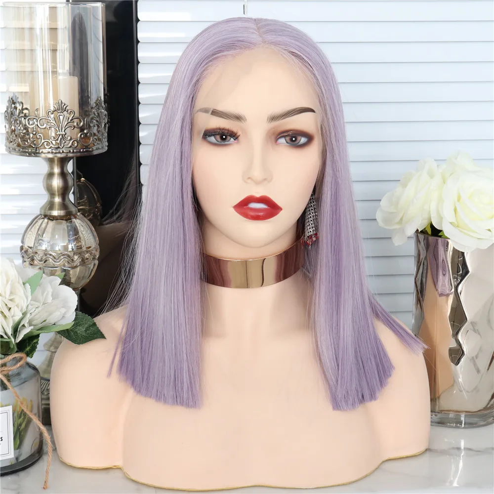 Парики Newness из синтетического кружева фронтальные Боб лавандовый фиолетовый