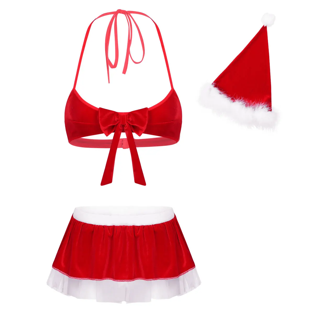 Red Womens Soft Velvet Sexy Santa Lingerie Christmas Costume Cosplay Erotic Skirt Set Halter Neck Hot Bikini Set Sissy Underwear
Red Womens Soft Velvet Sexy Santa Lingerie Christmas Costume Cosplay Erotic Skirt Set Halter Neck Hot Bikini Set Sissy Underwear