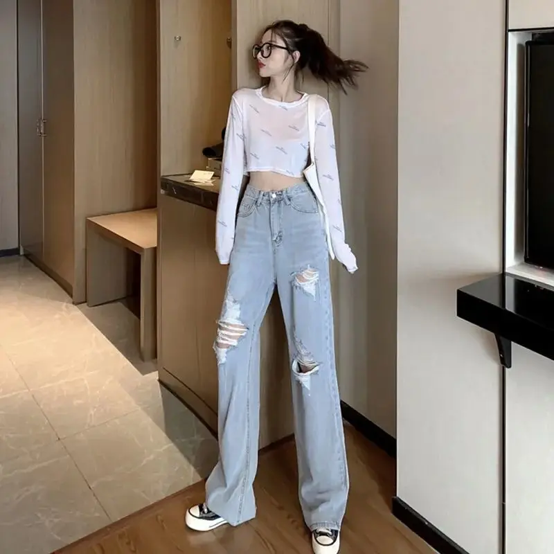 Hole jeans women's loose summer 2021 new elegant drop feeling high waist beggars wide leg pants floor length pants
Hole jeans women's loose summer 2021 new elegant drop feeling high waist beggars wide leg pants floor length pants