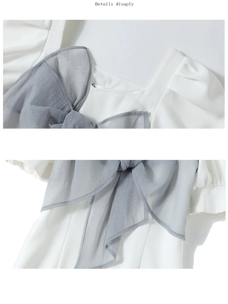 Pure Colour Women Meeting Dress Square Neck Short Puff Sleeve Lady Summer Dresses Nice Bow Fashion Younger Dress
Pure Colour Women Meeting Dress Square Neck Short Puff Sleeve Lady Summer Dresses Nice Bow Fashion Younger Dress