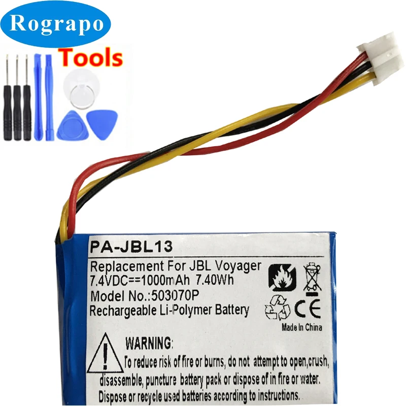New 503070P Battery For JBL Voyager Accumulator 7.4V 1000mAh Li-Polymer Replacement Batterie 3-wire Plug+tools
New 503070P Battery For JBL Voyager Accumulator 7.4V 1000mAh Li-Polymer Replacement Batterie 3-wire Plug+tools