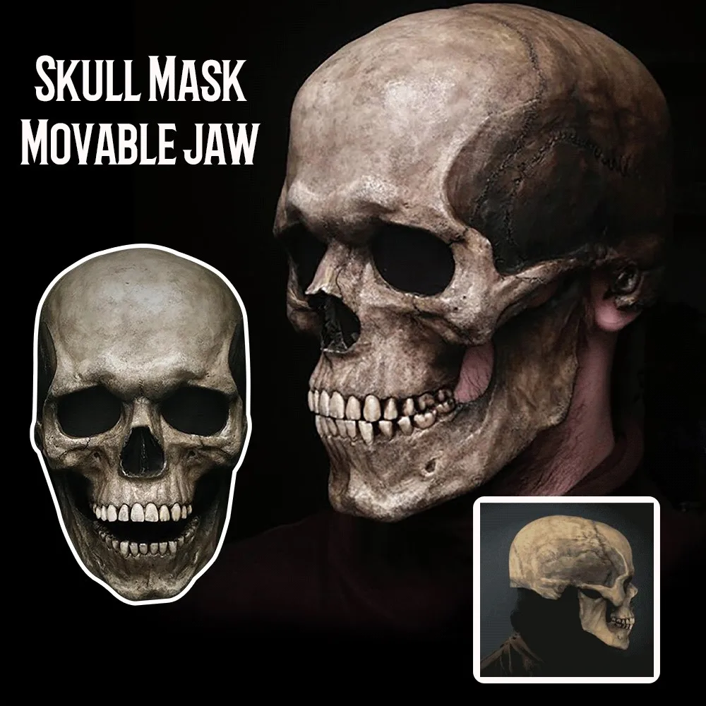 

Halloween Movable Jaw Full Head Skull Mask Skeleton Mask Halloween Costume Horror Evil Scary Masks Holiday Party Masquerade