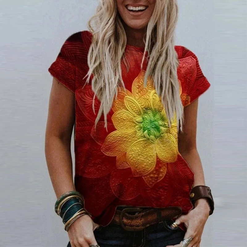 Fashion Women's Summer Round Neck Casual Loose Floral Printed Flower T Shirt Tie Dye Tops Plus Size Short Sleeve
Fashion Women's Summer Round Neck Casual Loose Floral Printed Flower T Shirt Tie Dye Tops Plus Size Short Sleeve