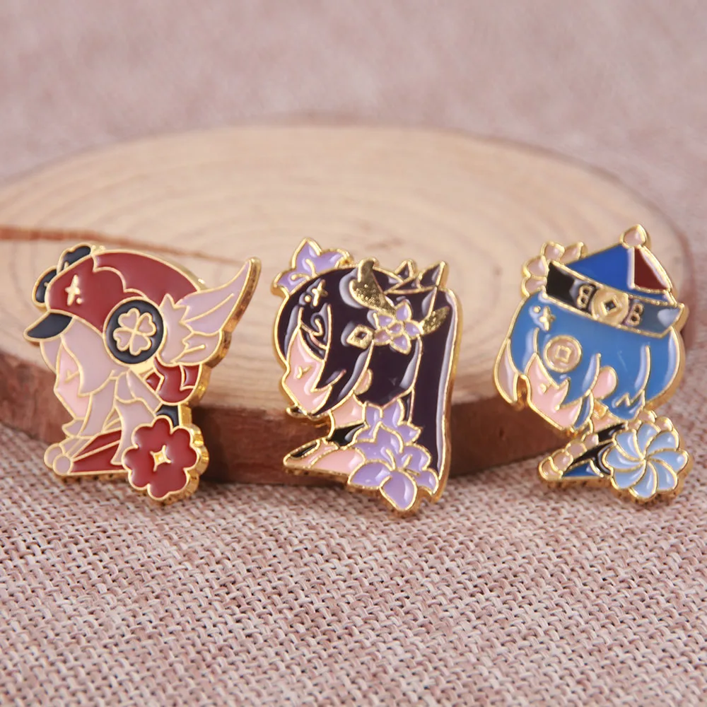 

Kawaii Cartoon Genshin Impact Hard Enamel Pins Brooch Hu Tao Klee Zhong Li Badge Cute Accessories Gift Jewelry Brooch