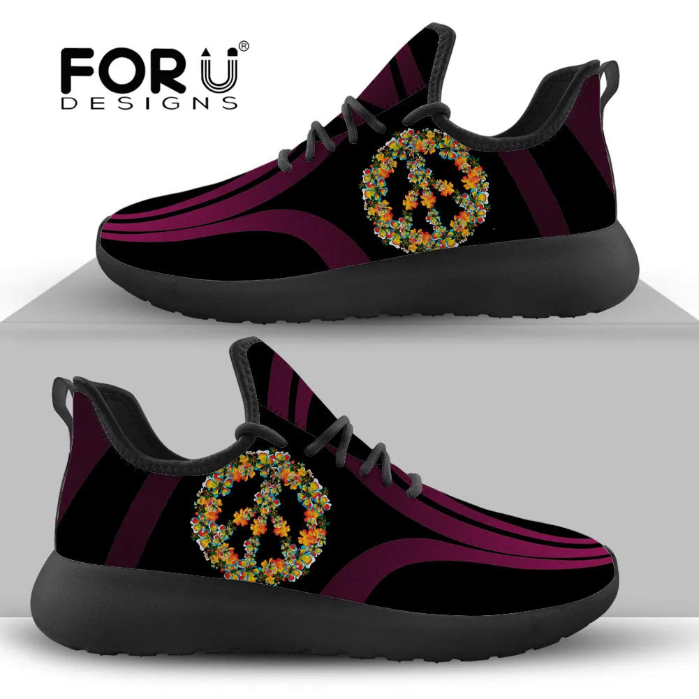 FORUDESIGNS Flat Girls Fashion Sneakers Shoes Women Hippie Peace Sign Flower Printed Super Light Mesh Knit Footwear for Ladies
FORUDESIGNS Flat Girls Fashion Sneakers Shoes Women Hippie Peace Sign Flower Printed Super Light Mesh Knit Footwear for Ladies