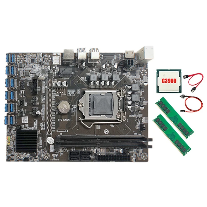 B250C Mining Motherboard with G3900 CPU+2XDDR4 4G 2666Mhz RAM+SATA Cable+Switch Cable 12XPCIE to USB3.0 Card Slot Board
B250C Mining Motherboard with G3900 CPU+2XDDR4 4G 2666Mhz RAM+SATA Cable+Switch Cable 12XPCIE to USB3.0 Card Slot Board
