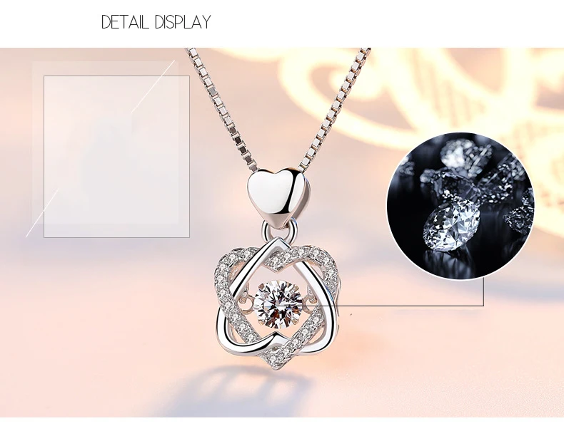 Модное романтическое ожерелье с подвеской в виде цветка двойным сердцем и