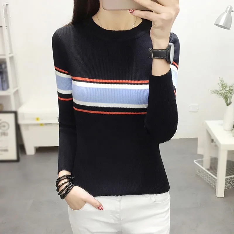 Women Slim Round Neck Autumn Winter Pullover Long Sleeve Casual Stripes Print Stitching Sweater
Women Slim Round Neck Autumn Winter Pullover Long Sleeve Casual Stripes Print Stitching Sweater