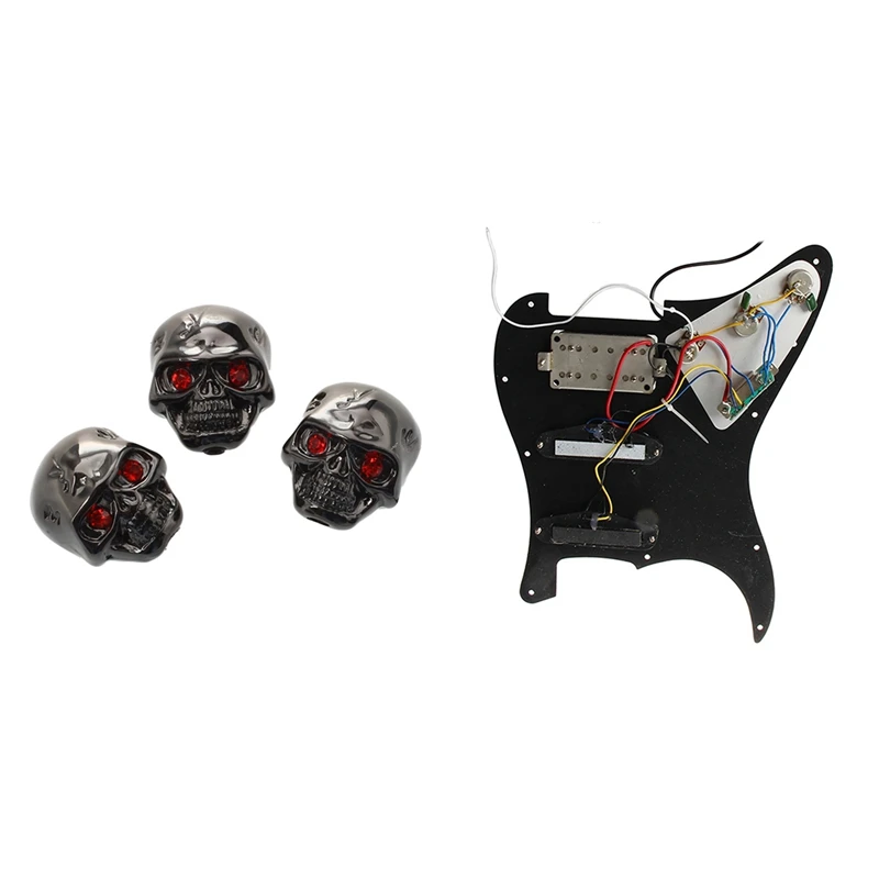 3Pcs Electric Guitar Skull Head Volume Control Knobs---Black With Electric Guitar Pickguard Pickups Loaded Prewired 
3Pcs Electric Guitar Skull Head Volume Control Knobs---Black With Electric Guitar Pickguard Pickups Loaded Prewired