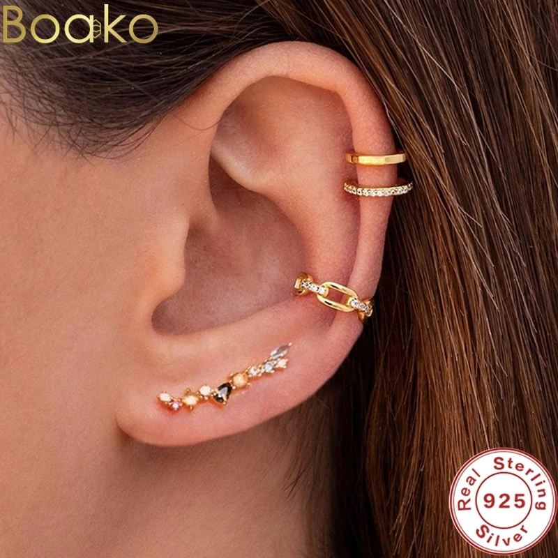 BOAKO Minimalist 925 Sterling Silver Earring Ear Crawler Wedding Jewelry 2021 Trend Geometric Ear Crawler Stud Earring for Women
BOAKO Minimalist 925 Sterling Silver Earring Ear Crawler Wedding Jewelry 2021 Trend Geometric Ear Crawler Stud Earring for Women