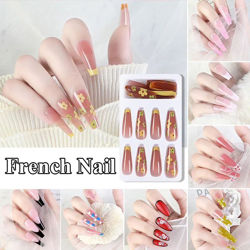 24 Pieces Fake Nails Ballet Press On Wearing False Nail Tips Full Cover Nail Decor Flowers Heart Reusable Removable Extension
24 Pieces Fake Nails Ballet Press On Wearing False Nail Tips Full Cover Nail Decor Flowers Heart Reusable Removable Extension