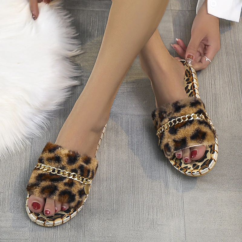 Fashion Women's Casual Open Toe Shoe 2021 New Women's Home Slippers Flat Shoes for Women Leopard Fashion Women's Chain Shoes
Fashion Women's Casual Open Toe Shoe 2021 New Women's Home Slippers Flat Shoes for Women Leopard Fashion Women's Chain Shoes