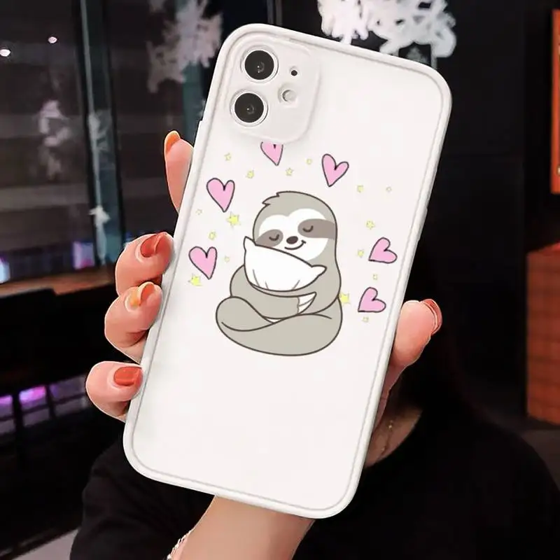Cute animal yoga sloth Phone Case Matte Transparent for iPhone 7 8 11 12 s mini pro X XS XR MAX Plus cover funda