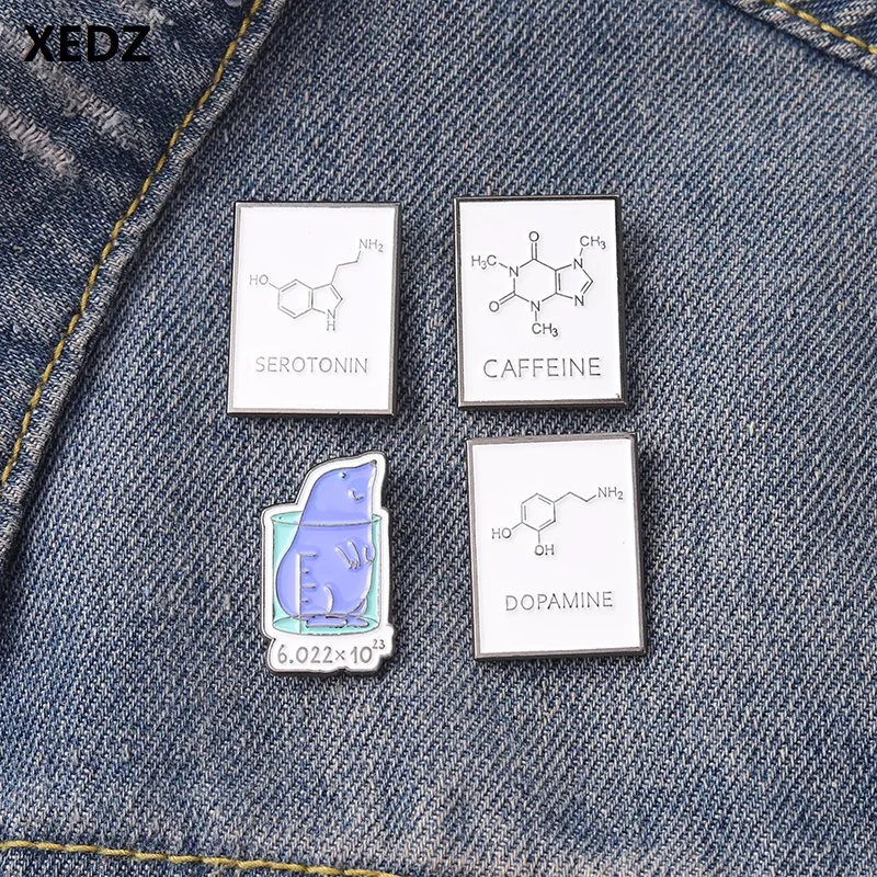 XEDZ Chemical Equation Enamel Brooch Caffeine Dopamine Serotonin Molecule Mouse Measuring Cup Metal Badge Bag Lapel Pin Jewelry
XEDZ Chemical Equation Enamel Brooch Caffeine Dopamine Serotonin Molecule Mouse Measuring Cup Metal Badge Bag Lapel Pin Jewelry