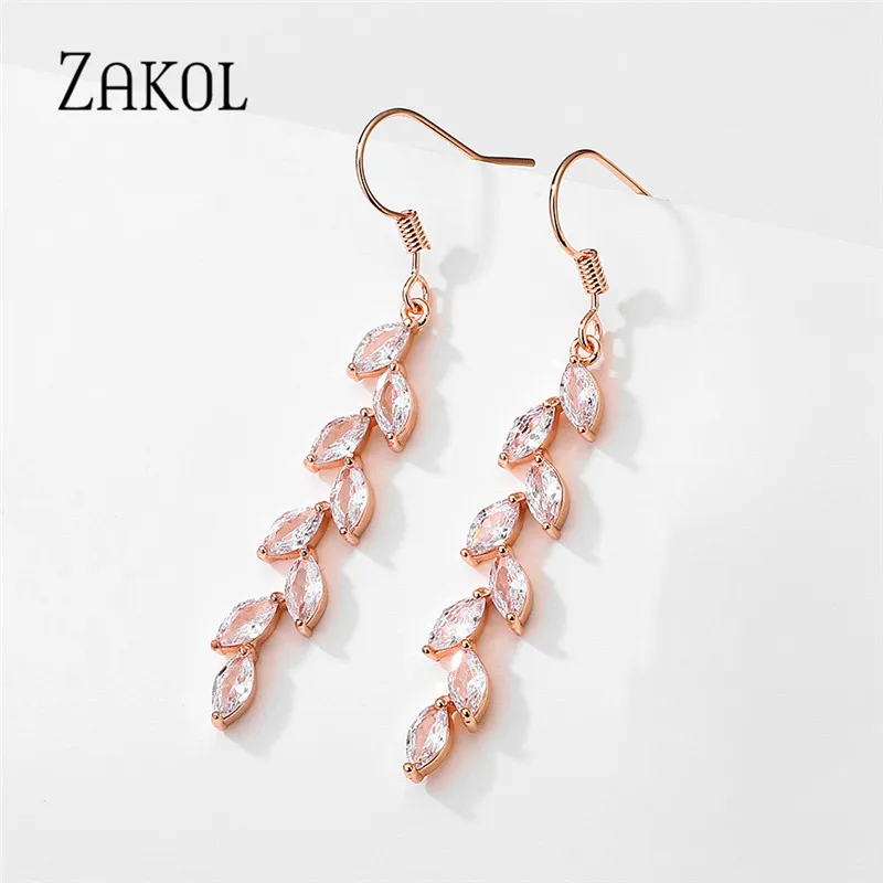 ZAKOL White Color Cubic Zirconia Leaf Long Dangle Hook Earrings for Women Fashion Bridal Crystal Wedding Jewelry EP3088
ZAKOL White Color Cubic Zirconia Leaf Long Dangle Hook Earrings for Women Fashion Bridal Crystal Wedding Jewelry EP3088
