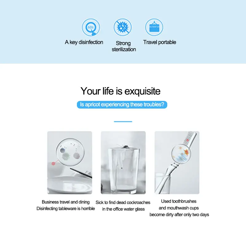 Portable Tableware Disinfector Foldable Cover And Detachable Light Block UV Sterilizer Sterilization Lamp Water Cup Disinfection 
Portable Tableware Disinfector Foldable Cover And Detachable Light Block UV Sterilizer Sterilization Lamp Water Cup Disinfection