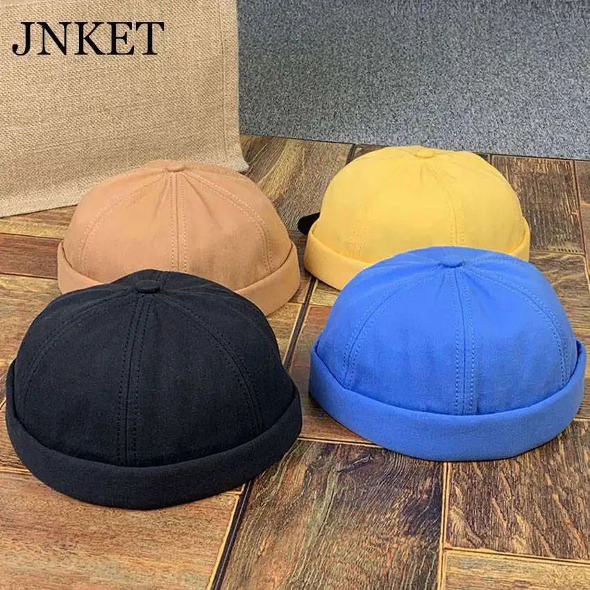 

JNKET New Casual Skullcap Cotton Beanies Hat Men Women Hip Hop Hat Sailor Cap Brimless Hat Bonnet Pumpkin Hat Adjustable Hat