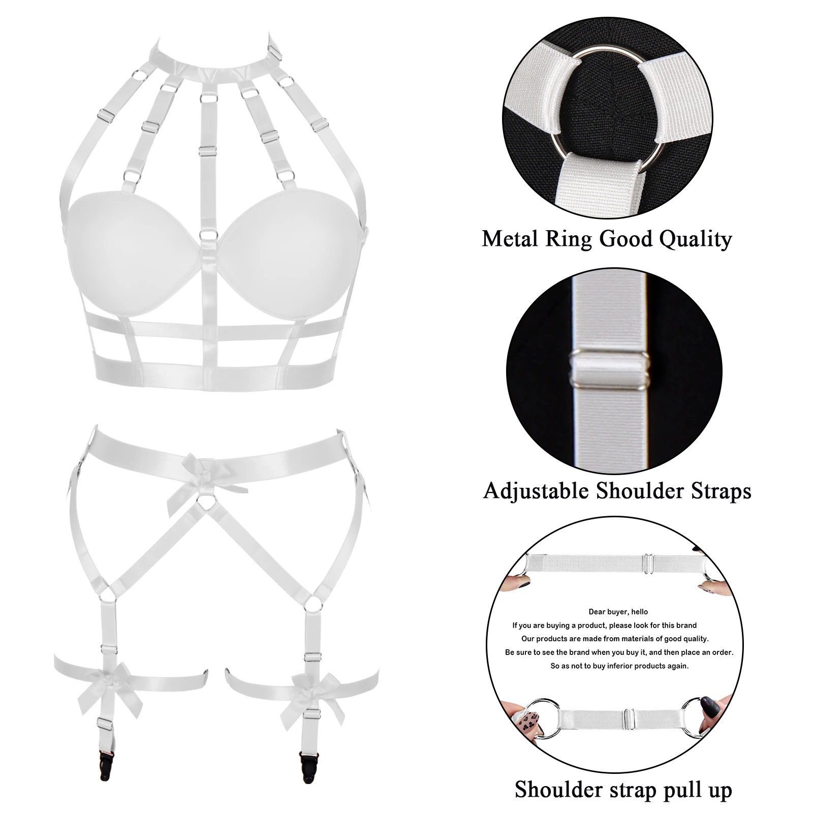 Harajuku White Bra With Cups Bondage Set Harness Women's Underwear Fetish Wedding Garter Pastel Gothic Clothes Festival Rave
Harajuku White Bra With Cups Bondage Set Harness Women's Underwear Fetish Wedding Garter Pastel Gothic Clothes Festival Rave